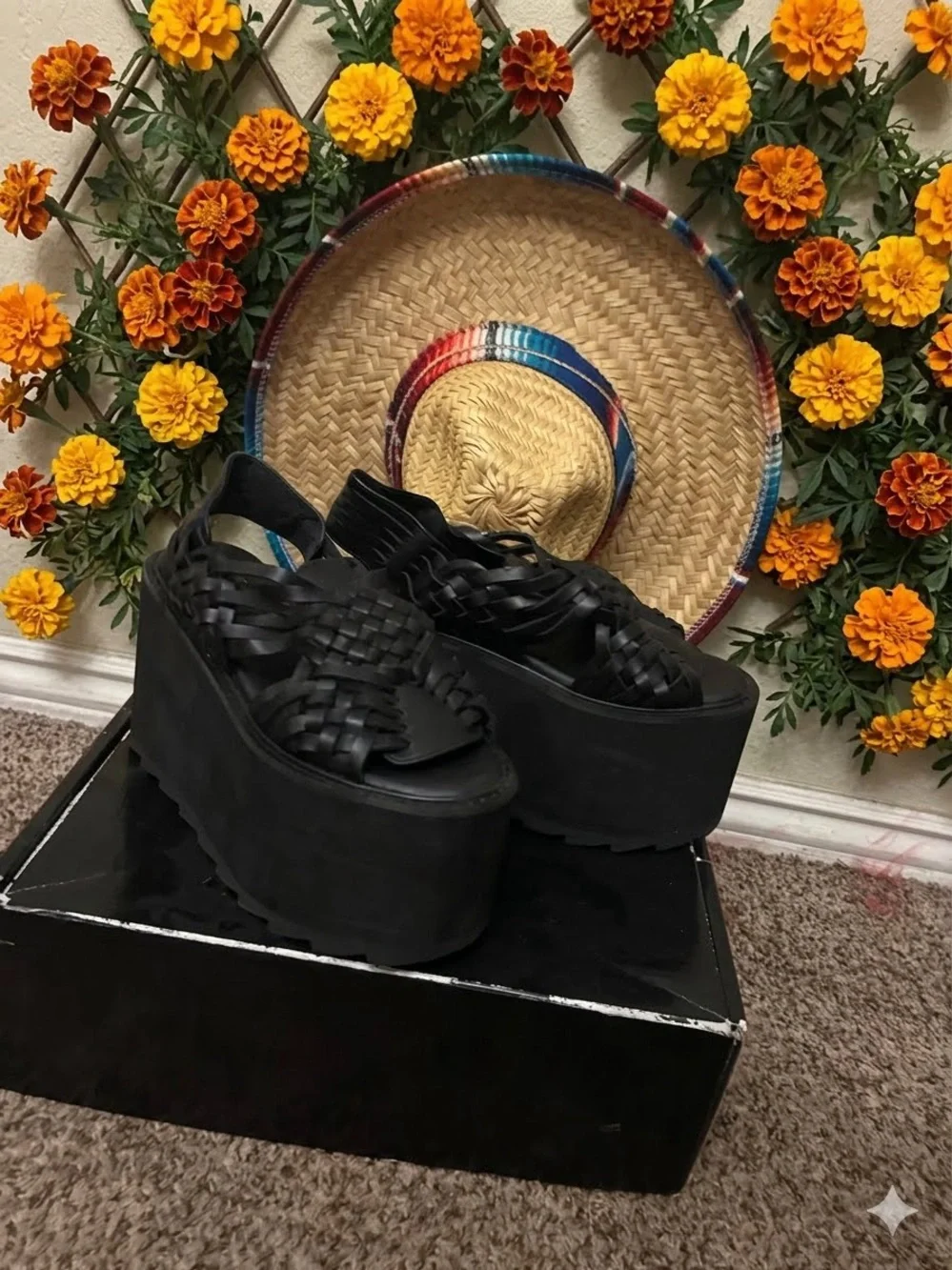 Black Woven Platform Sandal — Women
